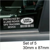 5 x Land Rover GPS Tracking Device Security WINDOW Stickers 87x30mm-Discovery,Defender,Freelander,Range Rover-Car,Van Alarm Tracker